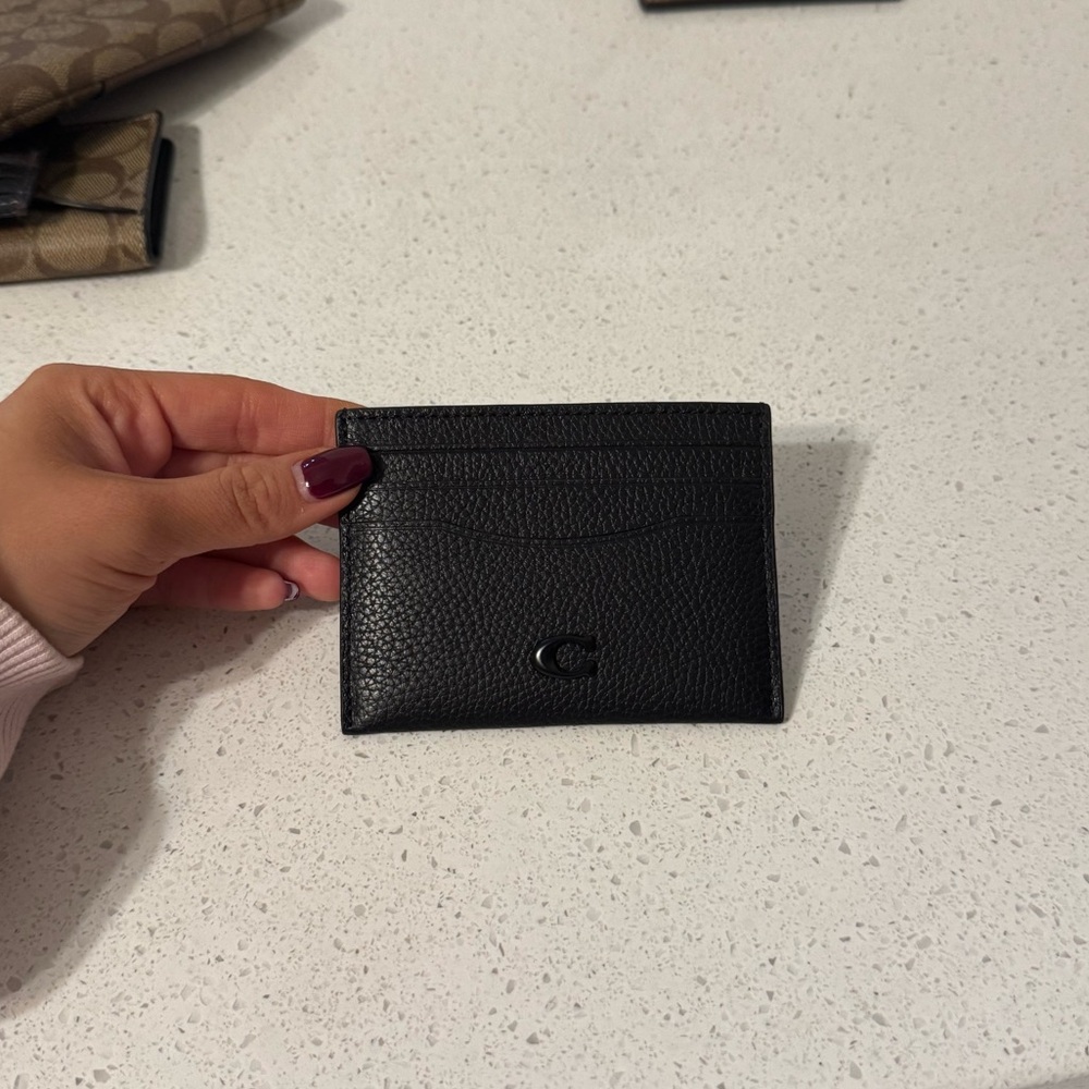 Coach Black Pebbled Leather Card Holder